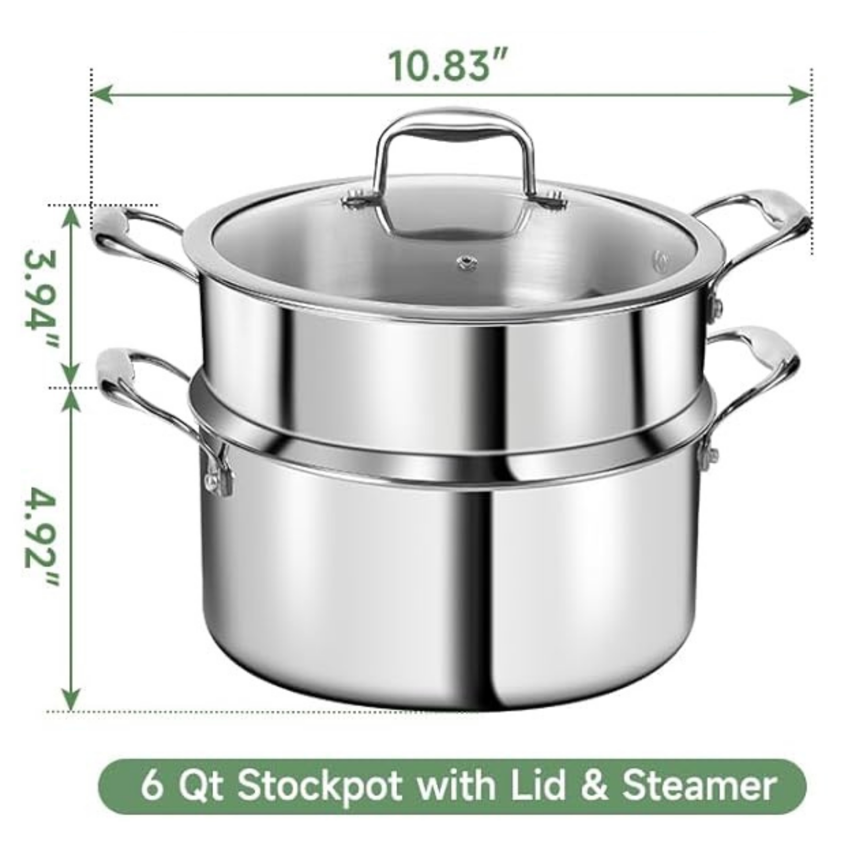Stainless Steel 6-Quart Stockpot and Steamer Insert with Lid