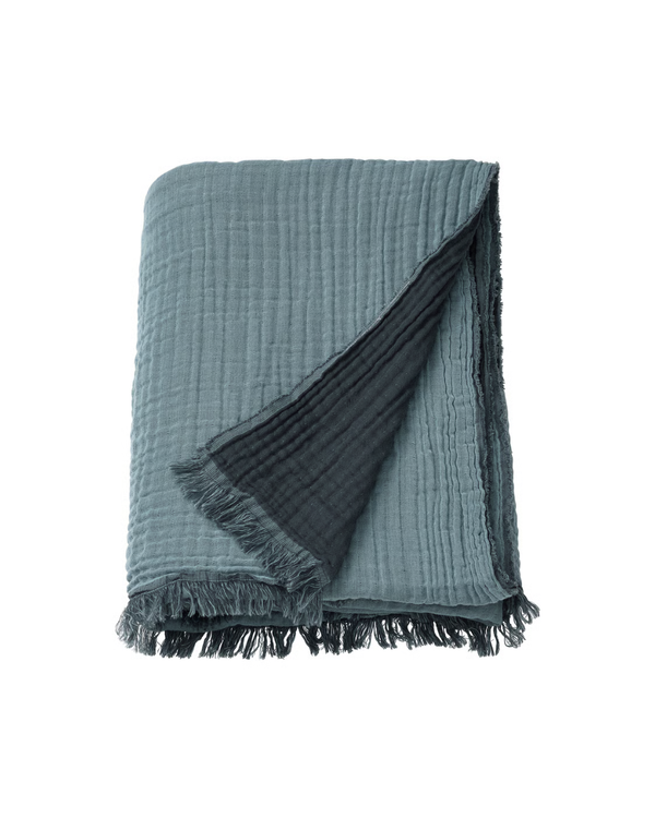 VALLKRASSING Cotton Muslin Throw Blue/Grey