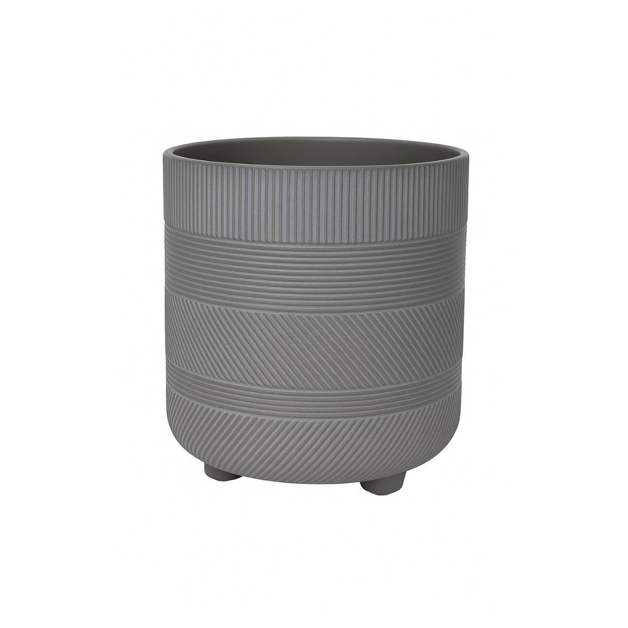 Grey Ribbed Plant Pot - Medium