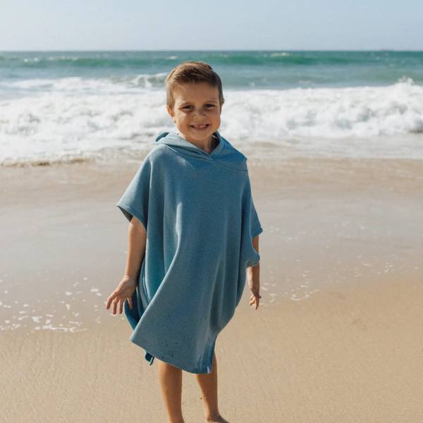 Waffle Beach Poncho Stone Blue