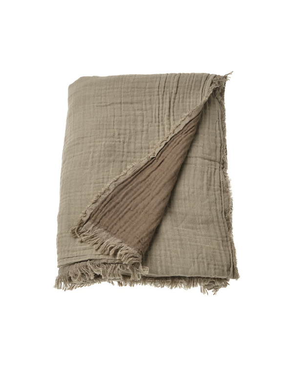 VALLKRASSING Cotton Muslin Throw Brown