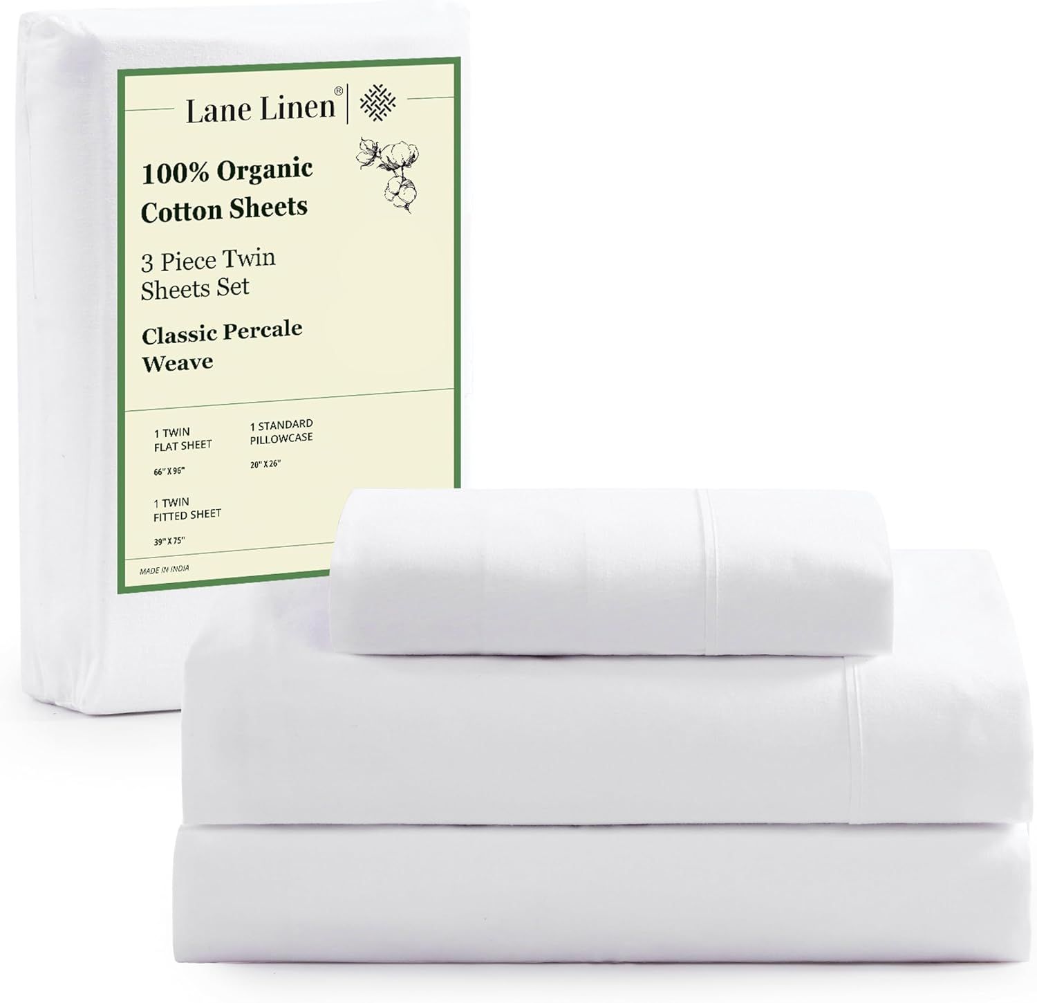 100% Organic Cotton Twin Size Sheets Set