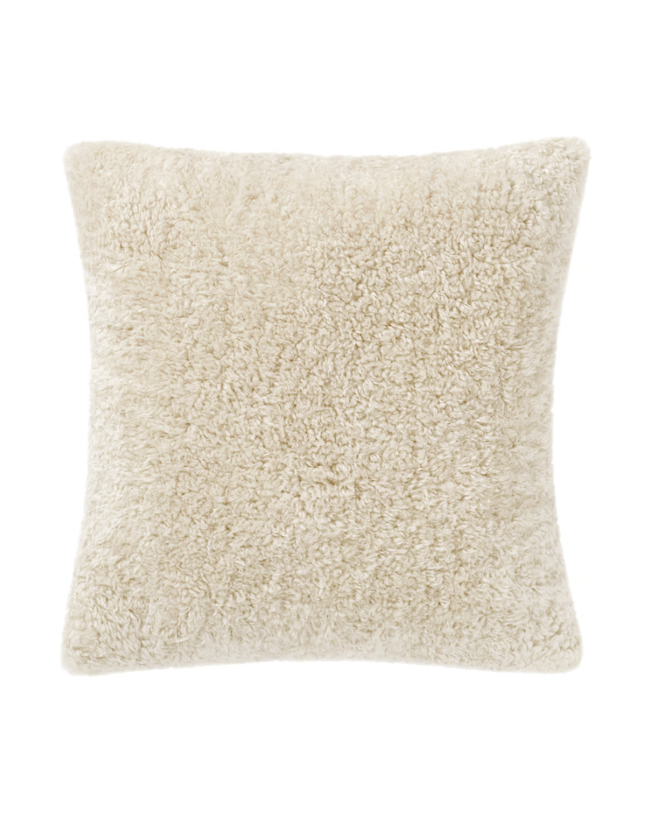 ASJORDFLY Cushion Cover – Off-White Teddy Fur 20″ × 20″