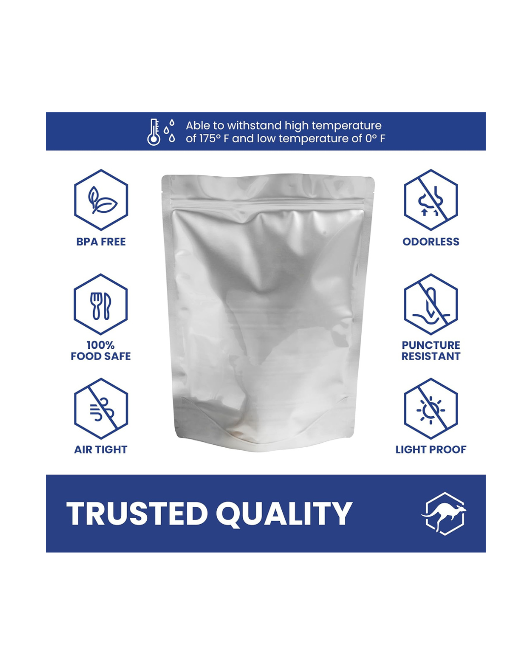 Mylar Bags 2 Quart Resealable Food Storage 12"x15"