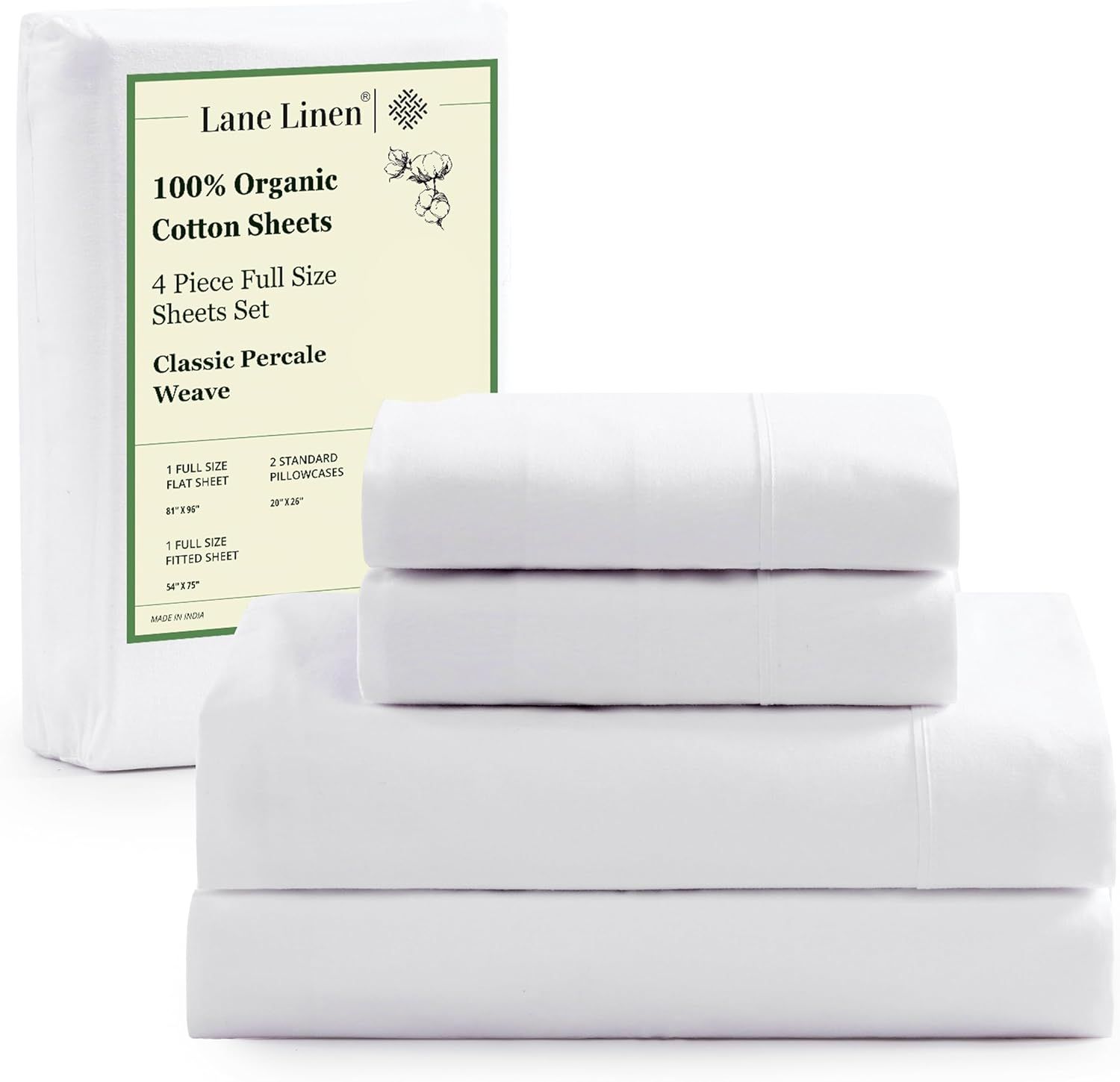 100% Organic Cotton Full Size Sheets Set