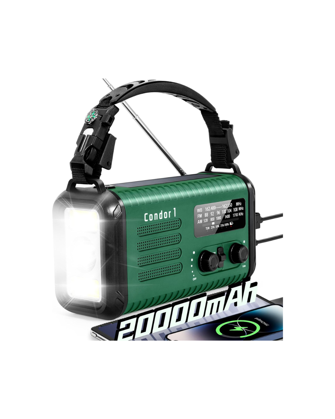 Multi-Function Emergency Radio with Flashlight & Phone Charger