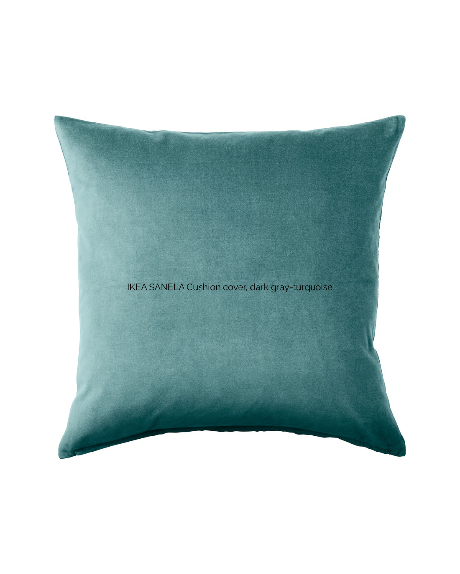 IKEA SANELA Cushion cover, dark gray-turquoise