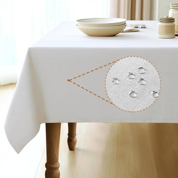 Rectangle Linen Blend White Tablecloth 52 x 70 Inch