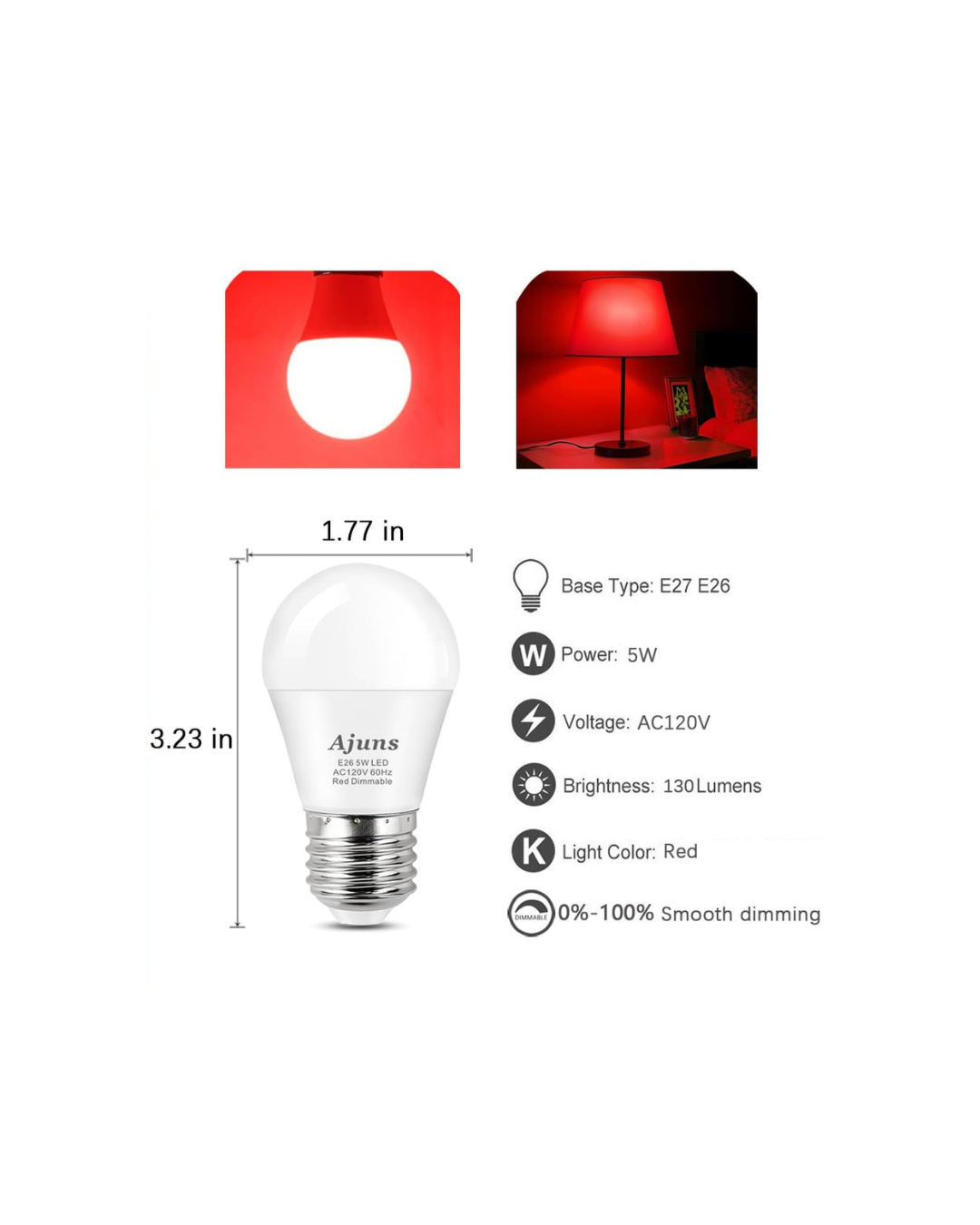 Red Dimmable 100% Blue Light Blocking Bulb