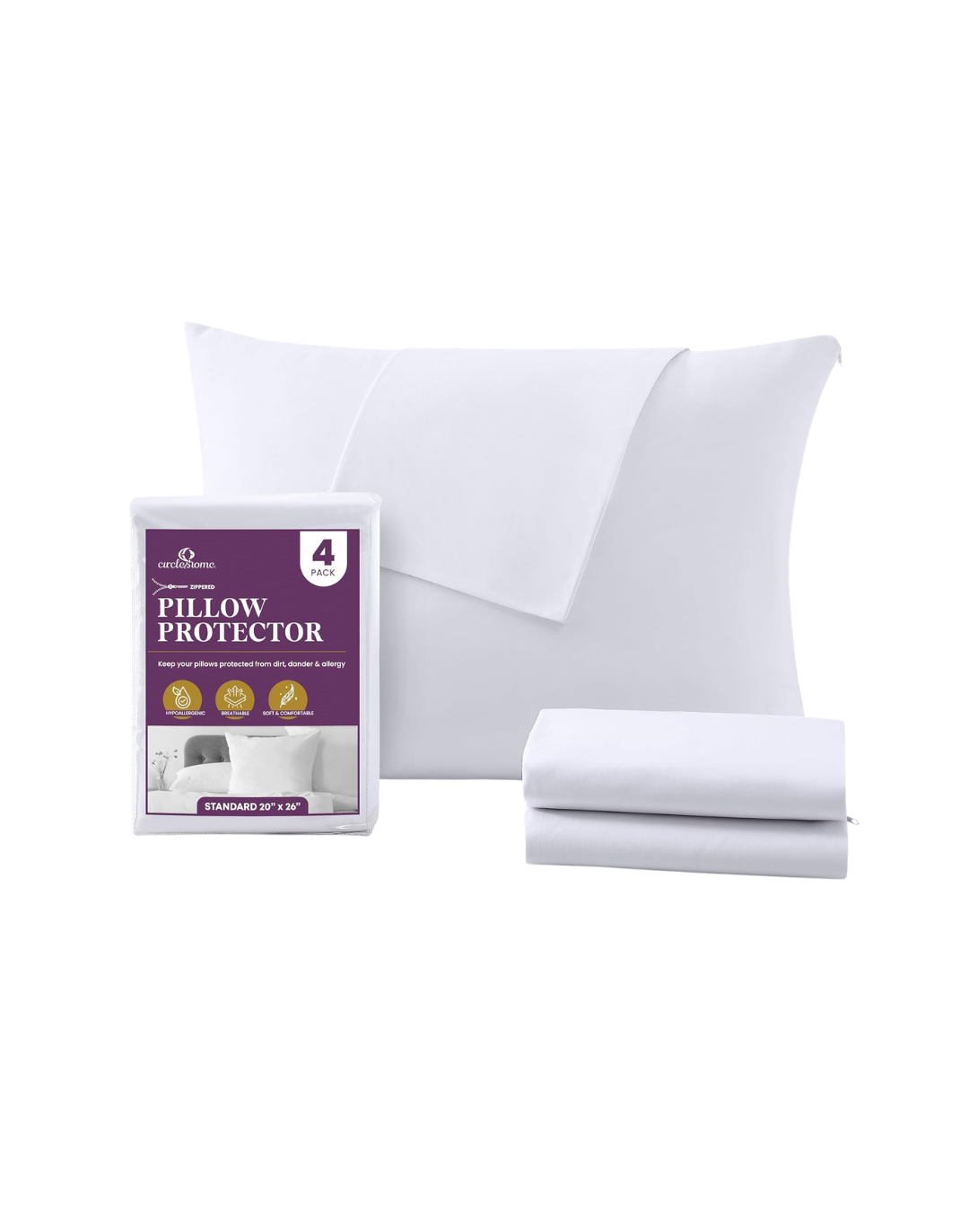 CirclesHome Pillow Protectors 4 Pack Standard Zippered