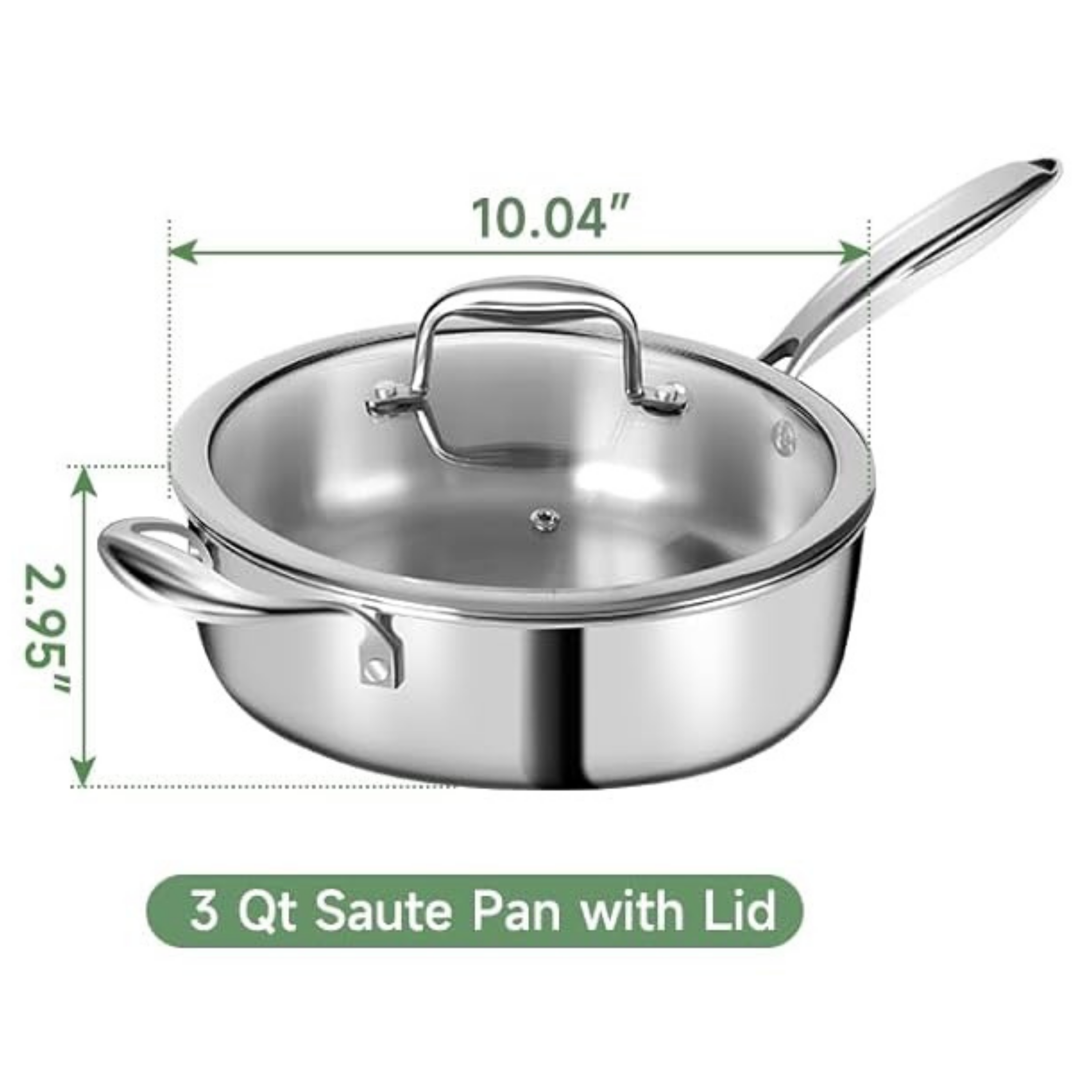 Stainless Steel 3-Quart Sauté Pan with Lid