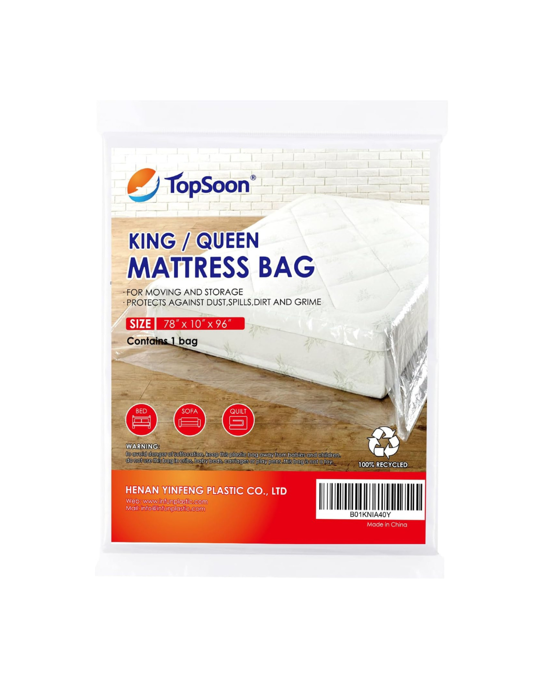 Heavy Duty Storage Bag Mattress Disposal Bag: King/Queen