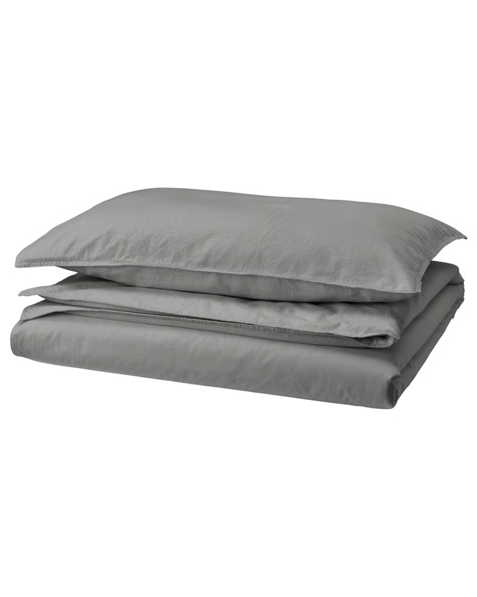ÄNGSLILJA Duvet Cover and Pillowcases Grey, Full/Queen