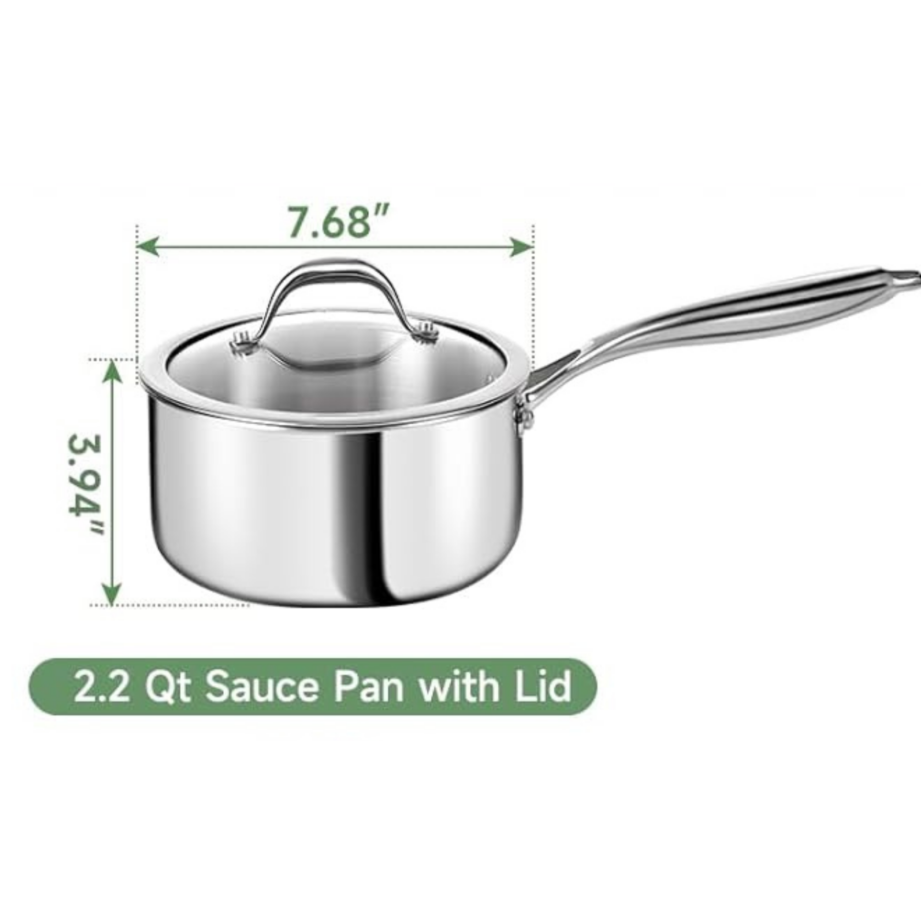 Stainless Steel 2.2 Quart Saucepan with Lid