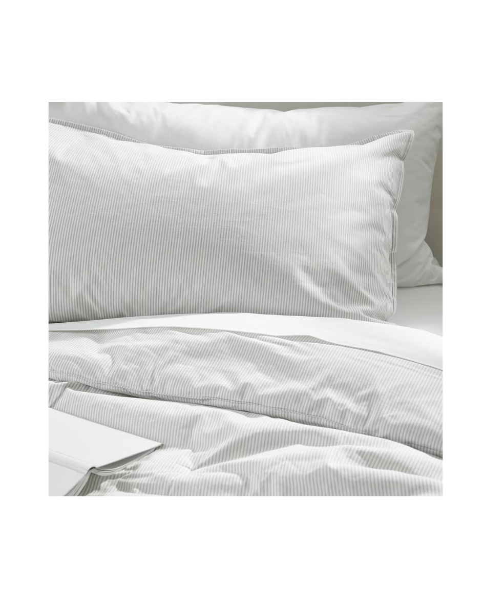BERGPALM Comforter Set, Gray/Stripe, Full/Queen