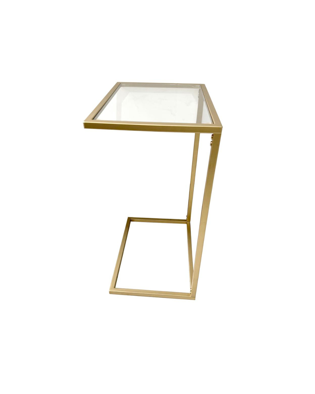 Metal Side Table with Glass Top Gold