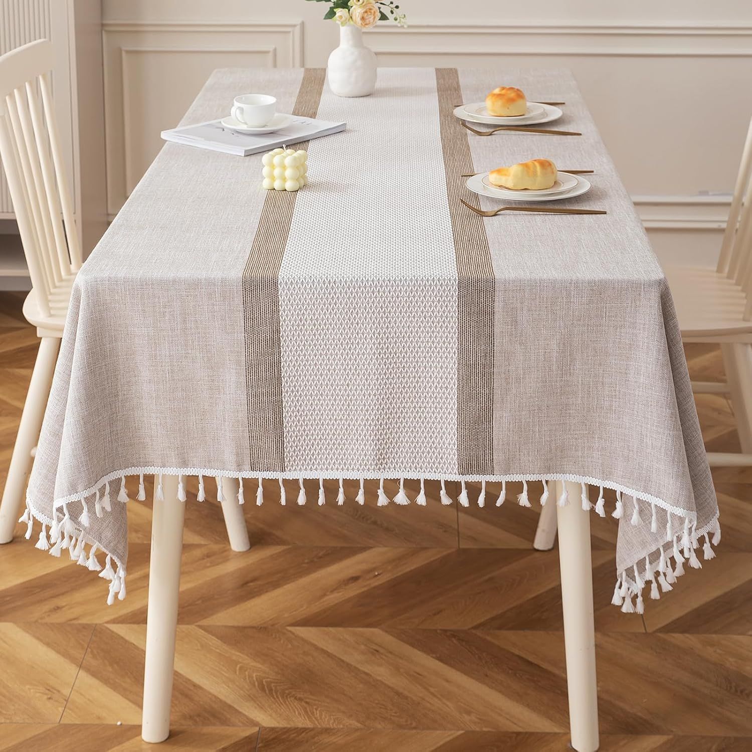 Rectangle Cotton Linen Table Cloth 55 x 70 inch