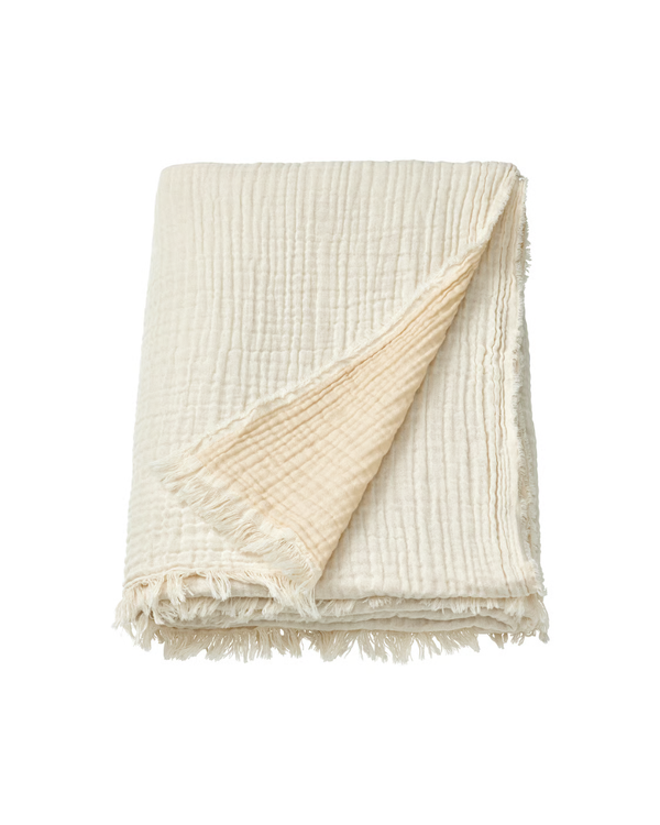 VALLKRASSING Cotton Muslin Throw Off-White